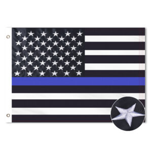 Thin Blue Line American Flag, Embroidered, Grommets, Polyester