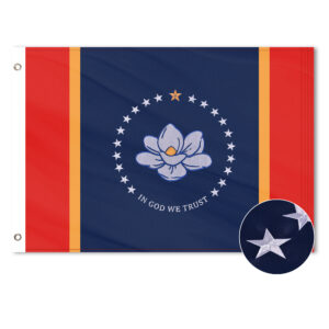 Mississippi State Flag, Embroidered, Grommets, 210D Polyester