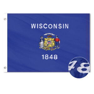 Wisconsin State Flag, Embroidered, Grommets, 210D Polyester