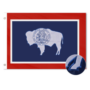 Wyoming State Flag, Outdoor, Embroidered, Grommets, 210D Polyester