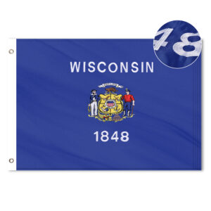 Wisconsin State Flag, Embroidered, Grommets, 210D Nylon