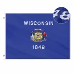 Wisconsin Flag, Embroidered, 210D Polyester